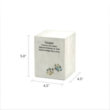 Load image into Gallery viewer, Monumental Memorials Pet Paws Pearl Inlay White, Extra Small Urn