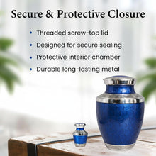 Load image into Gallery viewer, At Peace Memorials Cordoba Navy Blue Keepsake Urn for Ashes