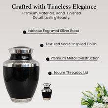 Load image into Gallery viewer, At Peace Memorials Cordoba Black Urn for Ashes SET