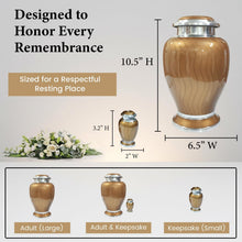 Load image into Gallery viewer, At Peace Memorials Hotep Gold Urn for Ashes SET