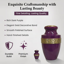 Load image into Gallery viewer, At Peace Memorials Tranquility Dark Purple Adult Urn for Ashes