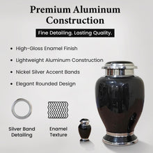 Load image into Gallery viewer, At Peace Memorials Hotep Black Urn for Ashes SET
