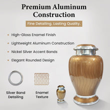 Load image into Gallery viewer, At Peace Memorials Hotep Gold Adult Urn for Ashes