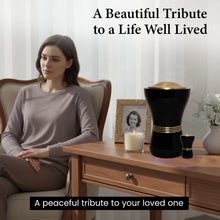 Load image into Gallery viewer, At Peace Memorials Canopic/Blessing Black Urn for Ashes SET