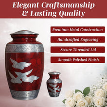 Load image into Gallery viewer, At Peace Memorials Dove Red Adult Urn for Ashes
