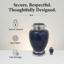 Load image into Gallery viewer, At Peace Memorials Hotep Navy Blue Keepsake Urn for Ashes