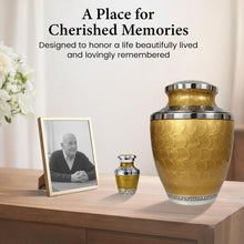 Load image into Gallery viewer, At Peace Memorials Cordoba Gold Keepsake Urn for Ashes