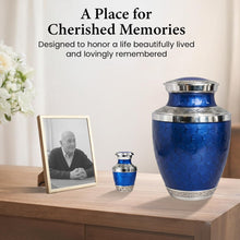 Load image into Gallery viewer, At Peace Memorials Cordoba Navy Blue Keepsake Urn for Ashes
