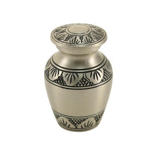 Load image into Gallery viewer, New, Solid Brass Eterna Pewter Keepsake Funeral Cremation Urn, 5 Cubic Inches
