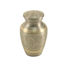 Load image into Gallery viewer, New, Brass Classic Platinum Keepsake Funeral Cremation Urn, 5 Cubic Inches