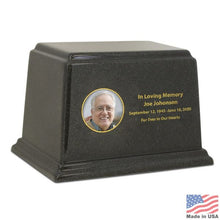 Load image into Gallery viewer, Large/Adult 300 Cubic Inches Life Treasured Black Stone Funeral Cremation Urn for Ashes
