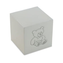 Load image into Gallery viewer, Small/Keepsake 20 Cubic Inches White Infant Teddy Cube Funeral Cremation Urn for Ashes