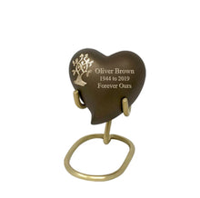 Load image into Gallery viewer, Small/Keepsake 5 Cubic Inches Heart Solace Tree Brass Funeral Cremation Urn