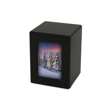 Load image into Gallery viewer, Wood Petite/Keepsake 25 Cubic Inch Funeral Cremation Urn for Ashes with photo