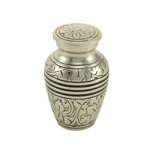 Load image into Gallery viewer, Small/Keepsake 3 Cubic Inches Antique Silver Funeral Cremation Urn for Ashes