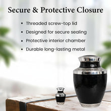 Load image into Gallery viewer, At Peace Memorials Cordoba Black Urn for Ashes SET