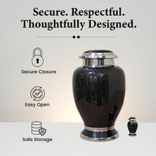 Load image into Gallery viewer, At Peace Memorials Hotep Black Urn for Ashes SET