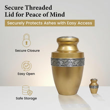 Load image into Gallery viewer, At Peace Memorials Tranquility Gold Keepsake Urn for Ashes