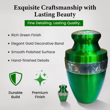 Load image into Gallery viewer, At Peace Memorials Tranquility Green Urn for Ashes SET