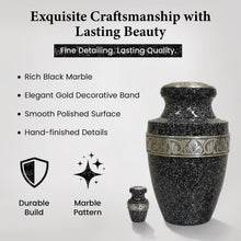 Load image into Gallery viewer, At Peace Memorials Tranquility Black Marble Urn for Ashes SET