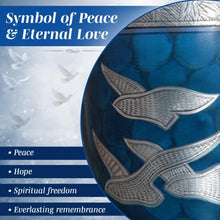 Load image into Gallery viewer, At Peace Memorials Dove Blue Urn for Ashes SET