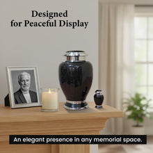 Load image into Gallery viewer, At Peace Memorials Hotep Black Urn for Ashes SET