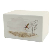Load image into Gallery viewer, Large/Adult Somerset Pheasants Wood Box Cremation Urn for Ashes 200 Cubic Inches