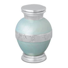 Load image into Gallery viewer, Small/Keepsake Protected Blue Infant Funeral Cremation Urn for Ashes