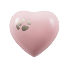 Load image into Gallery viewer, At Peace Memorials 3 Cubic Inches Classic Paws Pearl Pink Heart Keepsake Pet Cremation Urn