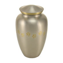 Load image into Gallery viewer, Large/Adult Pewter Brass Paw Print Cremation Urn, 195 cubic inches