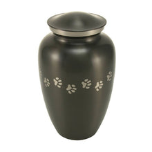 Load image into Gallery viewer, Large/Adult Slate Brass Paw Print Cremation Urn, 195 cubic inches