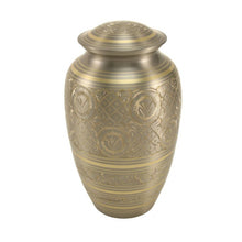 Load image into Gallery viewer, New, Solid Brass Classic Platinum Large Funeral Cremation Urn, 190 Cubic Inches