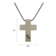 Load image into Gallery viewer, Stainless Steel Pewter Cross with Paws and Chain Funeral Cremation Urn for Ashes