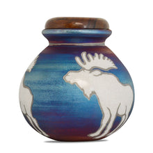 Load image into Gallery viewer, Large/Adult 200 Cubic Inches Moose Raku Ceramic Funeral Cremation Urn for Ashes
