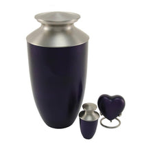 Load image into Gallery viewer, Purple Alloy & Brass Heart Keepsake Funeral Cremation Urn for Ashes,3 Cubic Inch