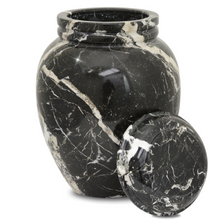 Load image into Gallery viewer, Medium Vigil Black Stone Funeral Cremation Urn for Ashes
