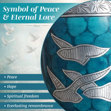 Load image into Gallery viewer, At Peace Memorials Dove Teal Urn for Ashes SET