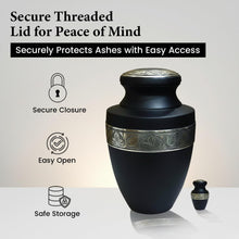 Load image into Gallery viewer, At Peace Memorials Tranquility Black Keepsake Urn for Ashes