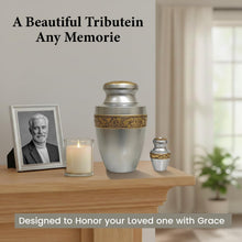 Load image into Gallery viewer, At Peace Memorials Tranquility Silver Adult Urn for Ashes