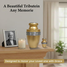 Load image into Gallery viewer, At Peace Memorials Tranquility Gold Urn for Ashes SET