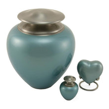 Load image into Gallery viewer, Heart Keepsake Brass Green Funeral Cremation Urn for Ashes, 3 Cubic Inches
