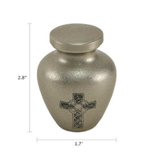 Load image into Gallery viewer, New, Solid Brass Celtic Cross Keepsake Funeral Cremation Urn, 5 Cubic Inches