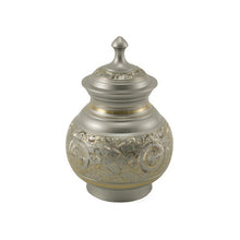 Load image into Gallery viewer, Silver Engraved Small Cremation Urn 40 Cubic Inches