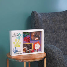 Load image into Gallery viewer, At Peace Memorials Shadowbox Remembrance Paw Prints Teal