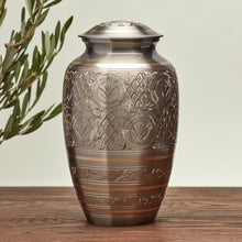 Load image into Gallery viewer, New, Solid Brass Classic Platinum Large Funeral Cremation Urn, 190 Cubic Inches
