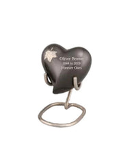 Load image into Gallery viewer, Small/Keepsake 5 Cubic Inches Heart Flora Autumnal Leaf Brass Funeral Cremation Urn