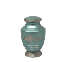 Load image into Gallery viewer, Large/Adult 200 Cubic Inches Solace Dolphin Family Brass Funeral Cremation Urn