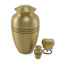 Load image into Gallery viewer, New, Solid Brass Classic Bronze Heart Keepsake Cremation Urn, 3 Cubic Inches