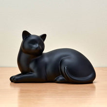 Load image into Gallery viewer, Small/Keepsake Black Cozy Cat Resin Funeral Cremation Urn, 25 Cubic Inches