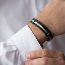 Load image into Gallery viewer, Stainless Steel Onyx Funeral Cable Link Bracelet for Ashes